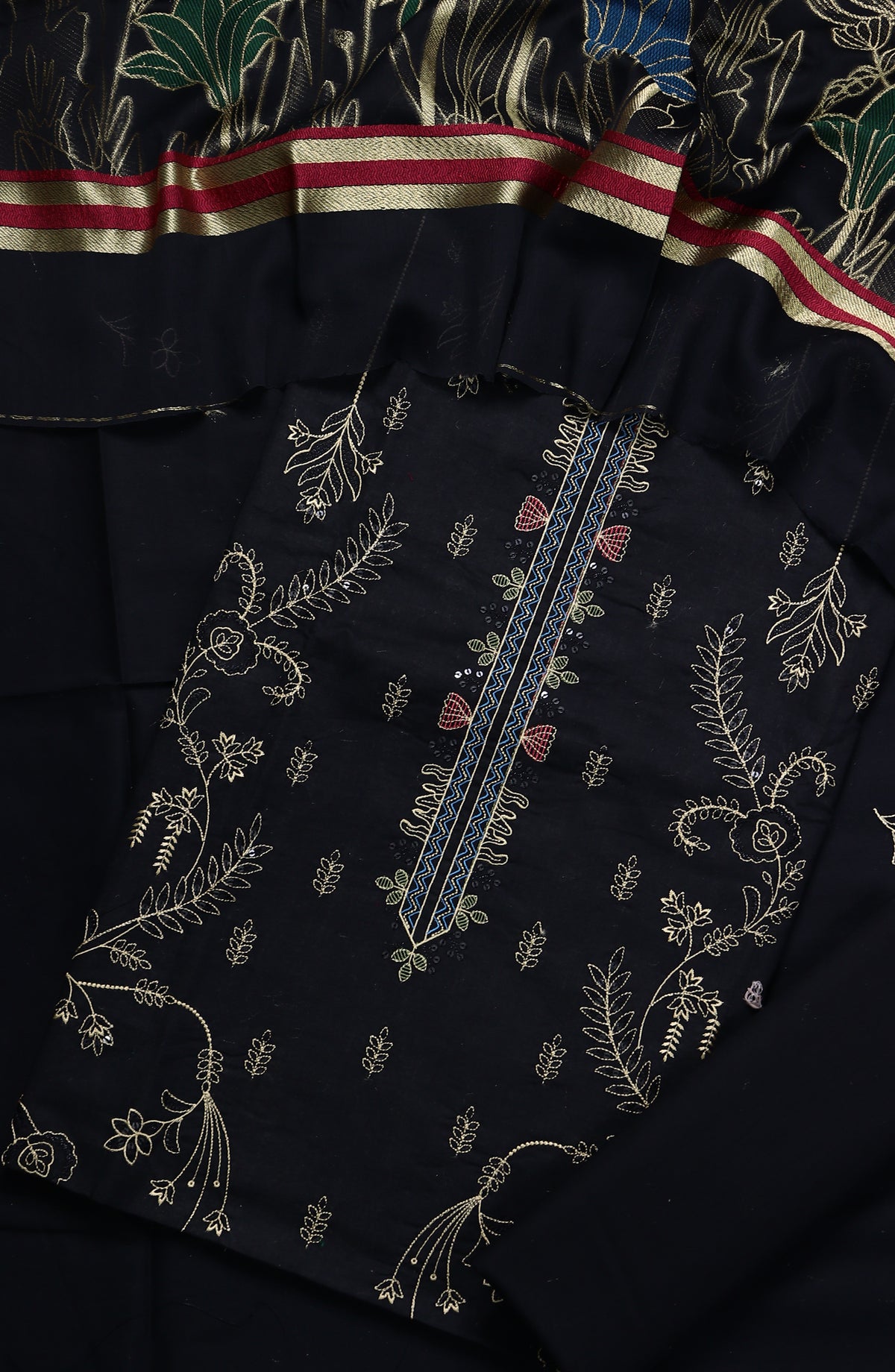 Amna Khadija Embroidered Premium Lawn Unstitched 3 Piece Suit - Design-03 - AM25UPD - Black - Summer Collection