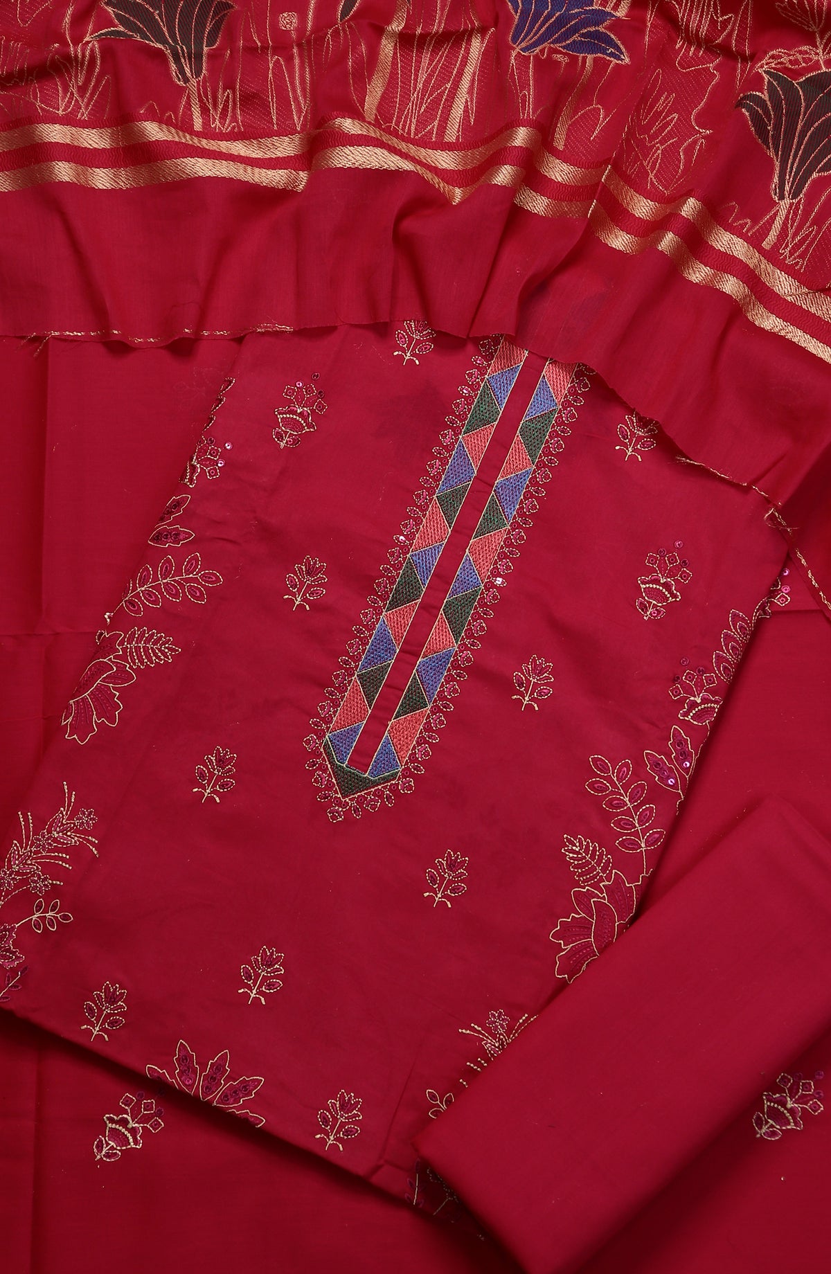Amna Khadija Embroidered Premium Lawn Unstitched 3 Piece Suit - Design-01 - AM25UPD - Red - Summer Collection