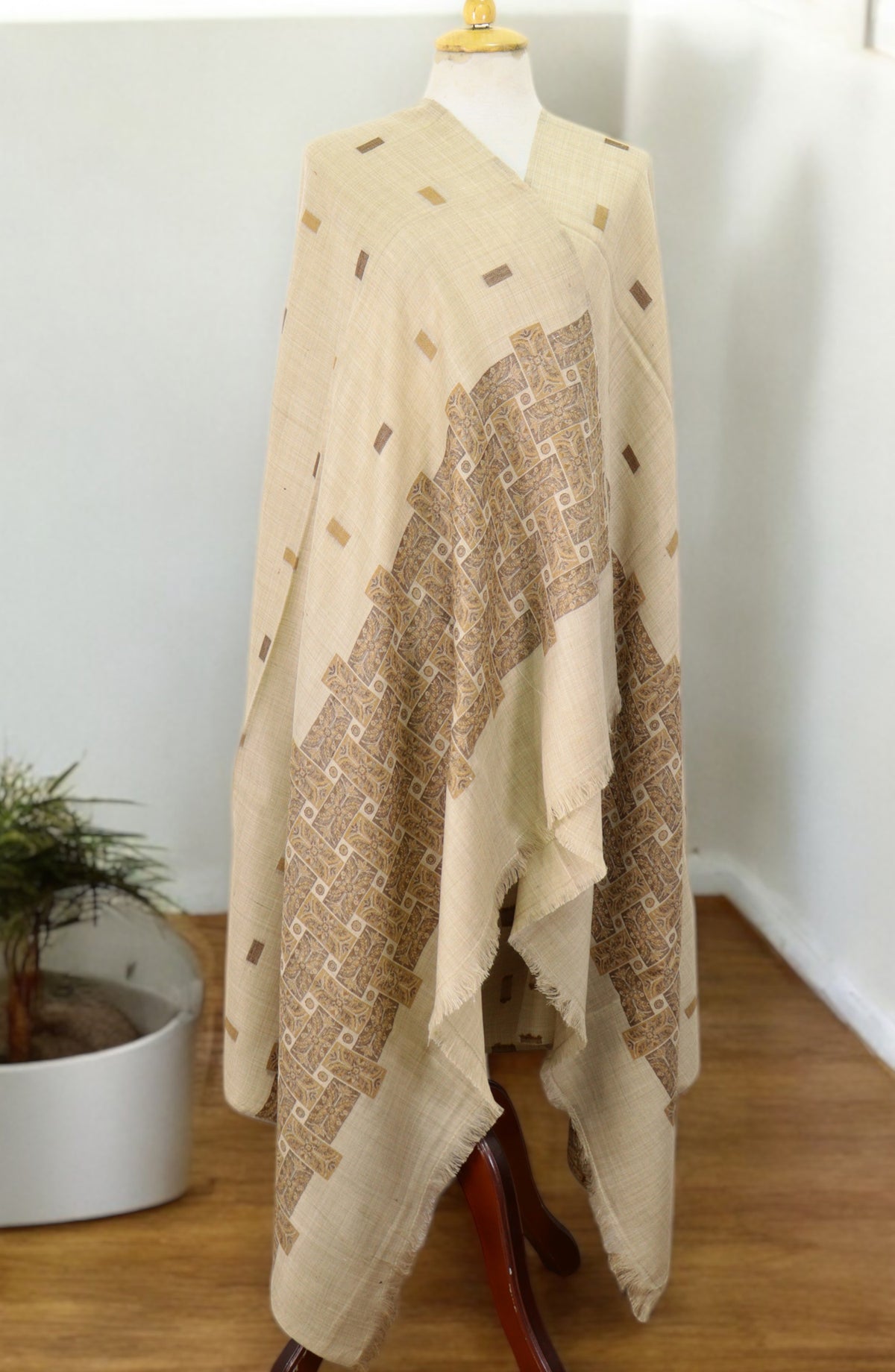 Amna Khadija Premium Pashmina Jacquard Shawl - D-8 - AM259601490 - Fawn - Winter Collection