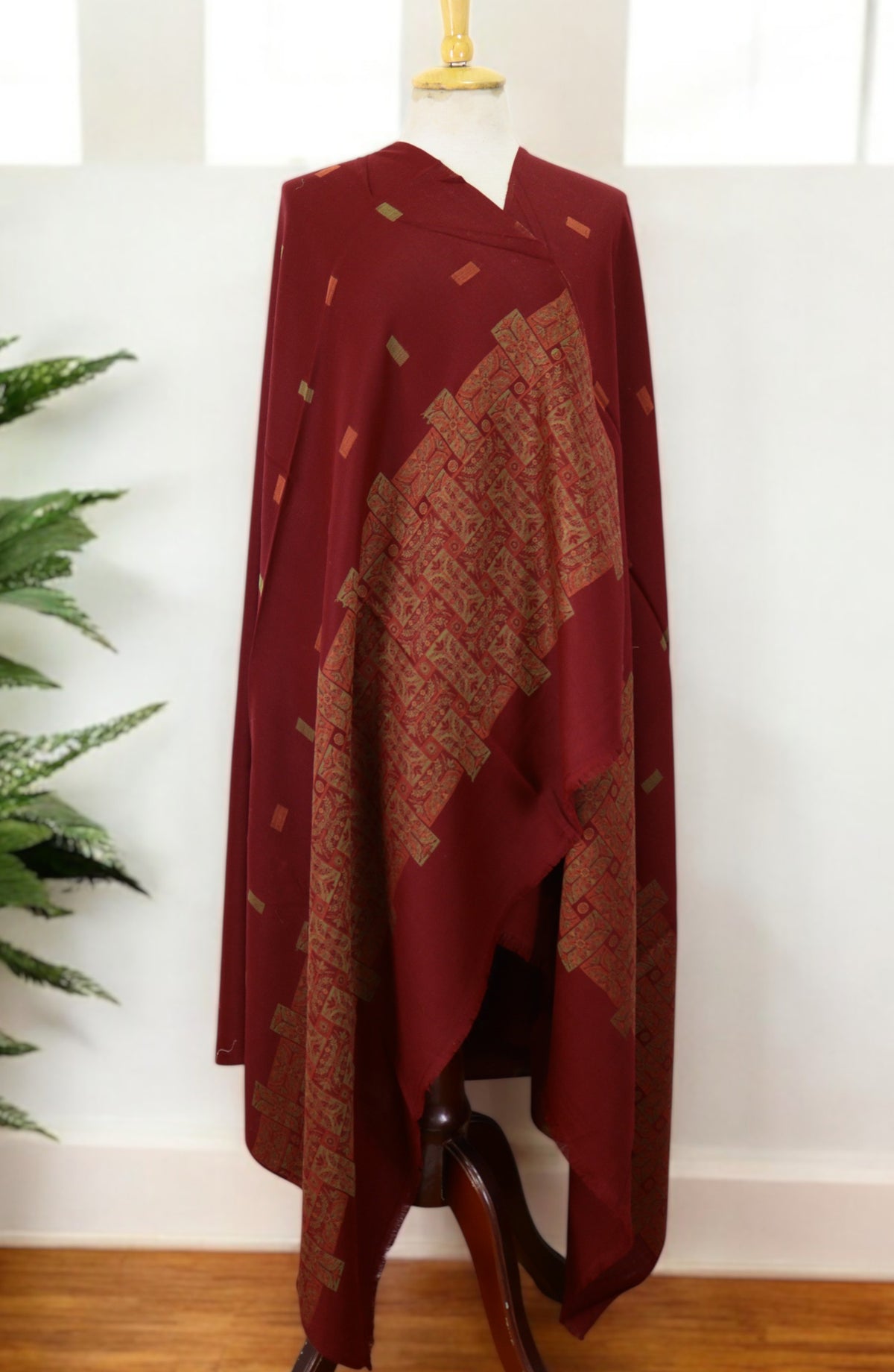 Amna Khadija Premium Pashmina Jacquard Shawl - D-7 - AM259601490 - Red - Winter Collection