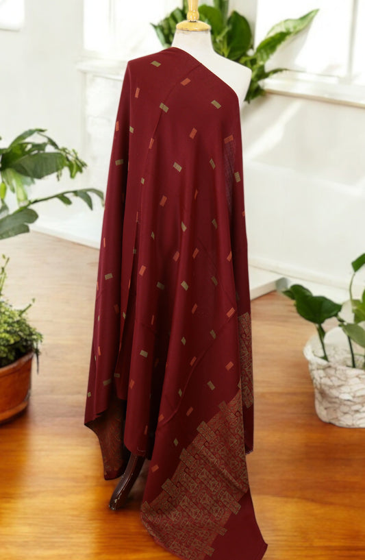 Amna Khadija Premium Pashmina Jacquard Shawl - D-7 - AM259601490 - Red - Winter Collection