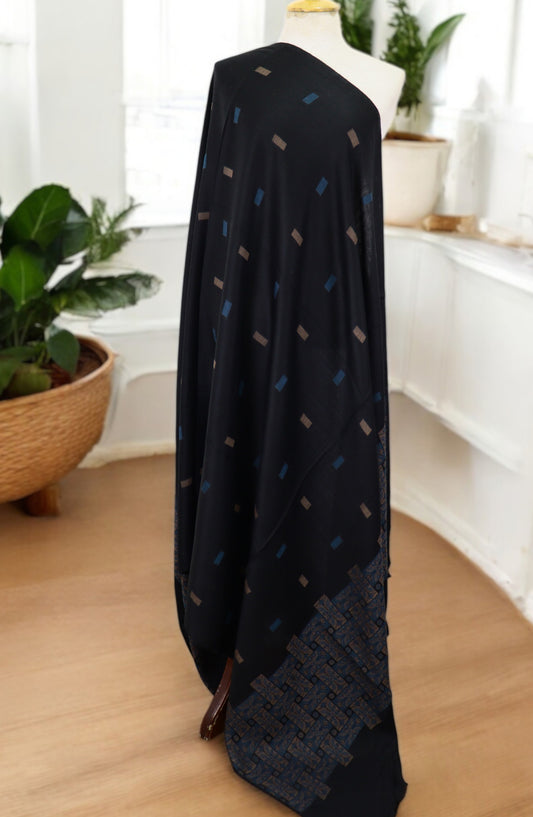 Amna Khadija Premium Pashmina Jacquard Shawl - D-6 - AM259601490 - Black - Winter Collection