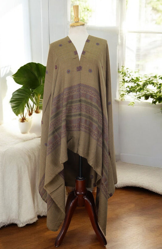 Amna Khadija Premium Wool Shawl - D-04 - 9601490-2 - AM25SHWL - Olive - Winter Collection
