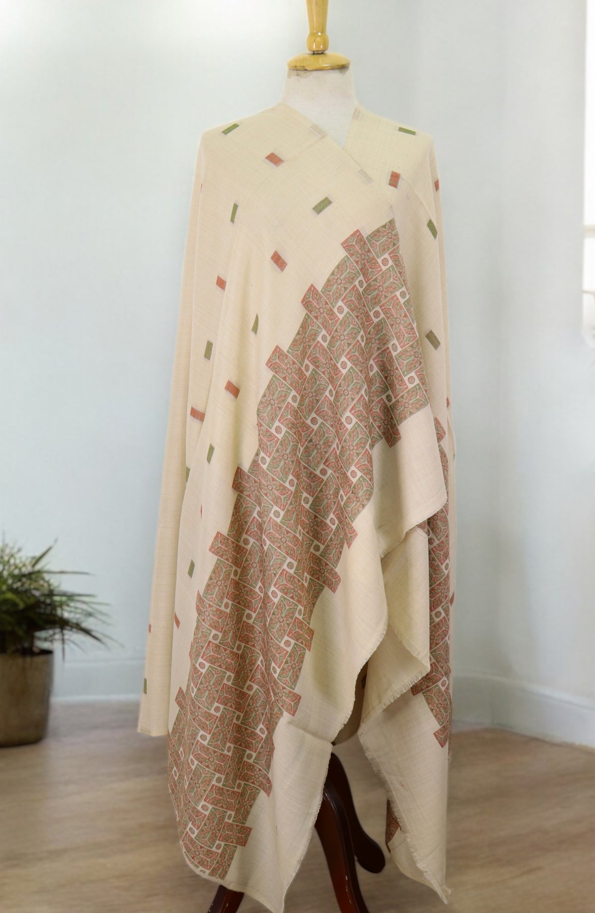 Amna Khadija Premium Pashmina Jacquard Shawl - D-2 - AM259601490 - Fawn - Winter Collection
