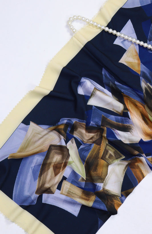 Amna Khadija Premium Satan Silk Stole - D-12 - AM2510156650 - Dark Blue - Winter Collection