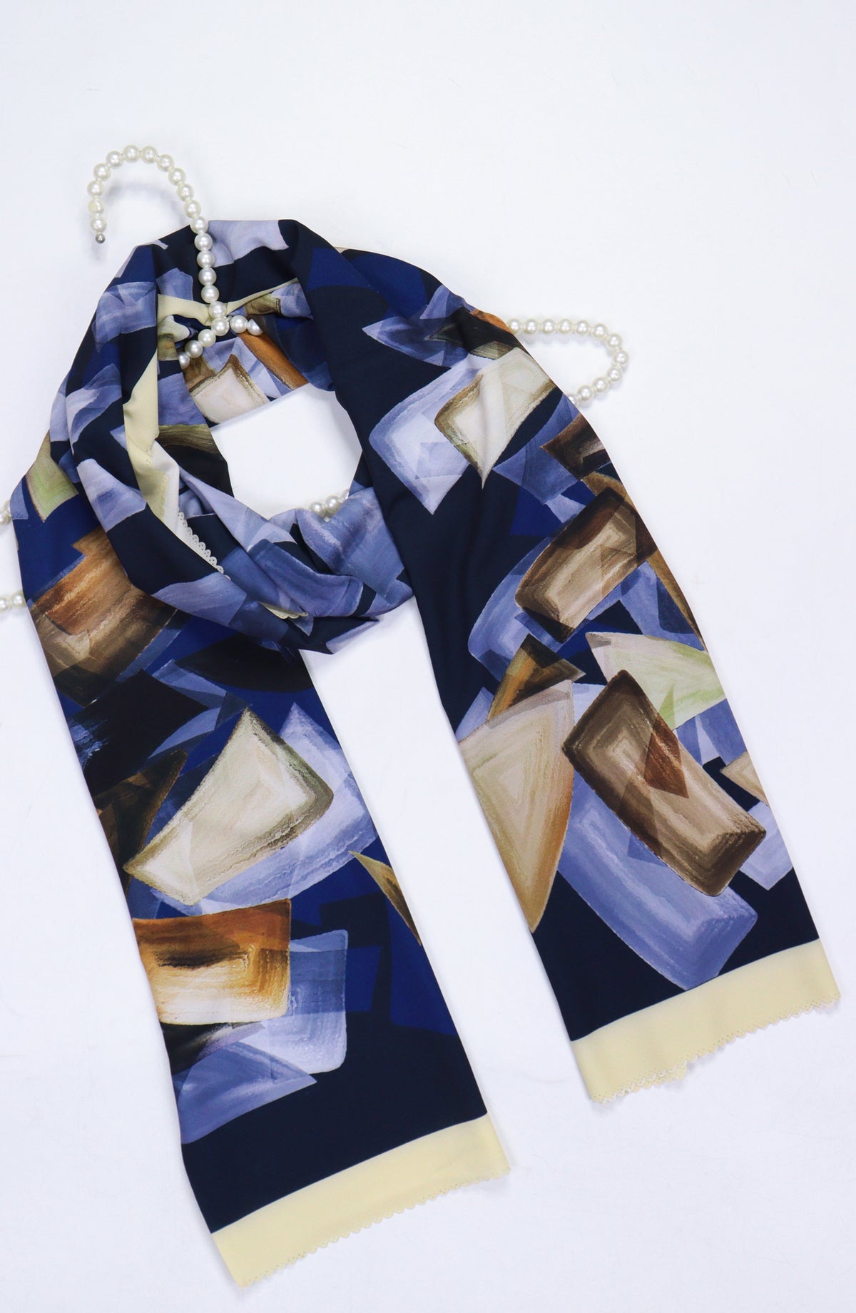 Amna Khadija Premium Satan Silk Stole - D-12 - AM2510156650 - Dark Blue - Winter Collection