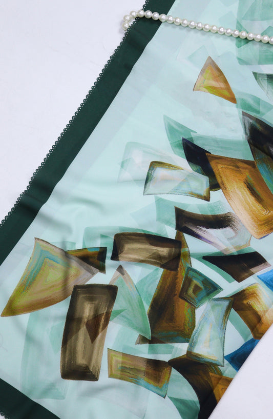 Amna Khadija Premium Satan Silk Stole - D-11 - AM2510156650 - Ice Blue - Winter Collection