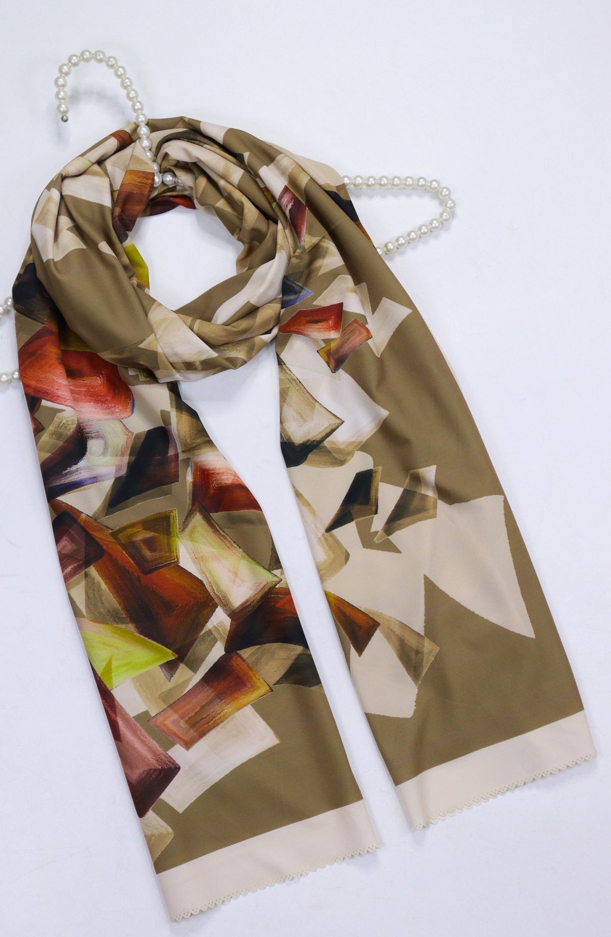 Amna Khadija Premium Satan Silk Stole - D-10 - AM2510156650 - Green - Winter Collection