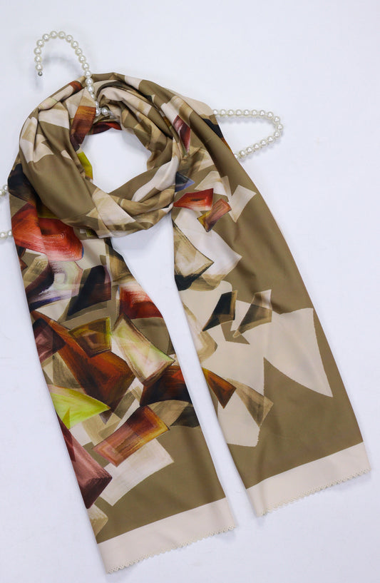 Amna Khadija Premium Satan Silk Stole - D-10 - AM2510156650 - Green - Winter Collection