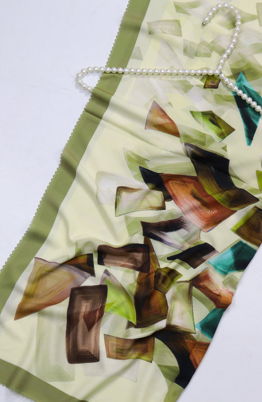 Amna Khadija Premium Satan Silk Stole - D-9 - AM2510156650 - Green - Winter Collection