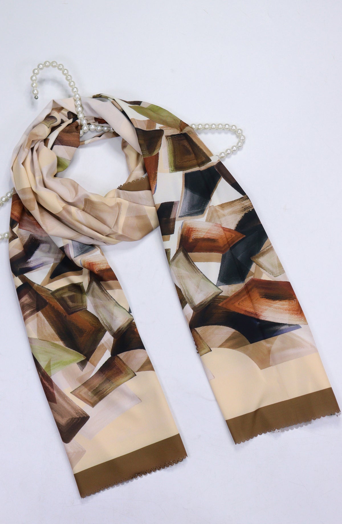 Amna Khadija Premium Satan Silk Stole - D-7 - AM2510156650 - Brown - Winter Collection