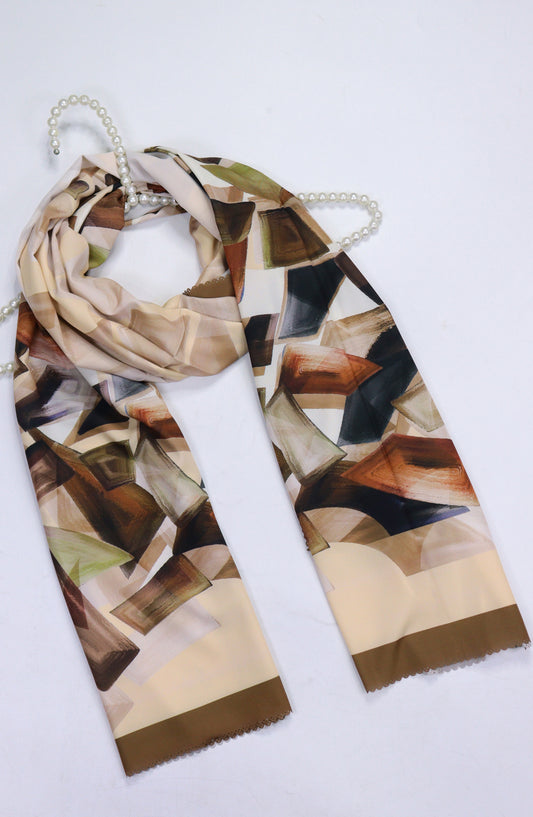 Amna Khadija Premium Satan Silk Stole - D-7 - AM2510156650 - Brown - Winter Collection
