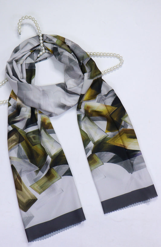 Amna Khadija Premium Satan Silk Stole - D-6 - AM2510156650 - Blue - Winter Collection