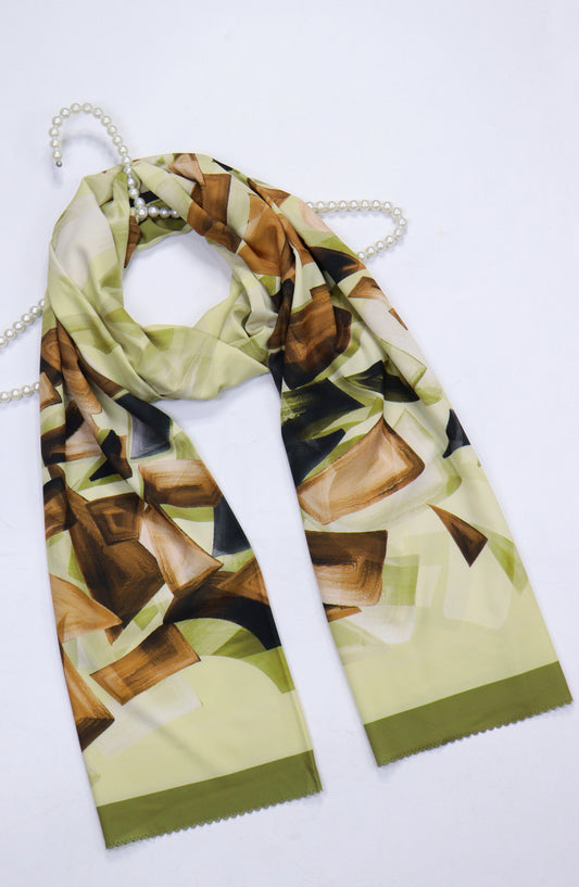 Amna Khadija Premium Satan Silk Stole - D-4 - AM2510156650 - Green - Winter Collection