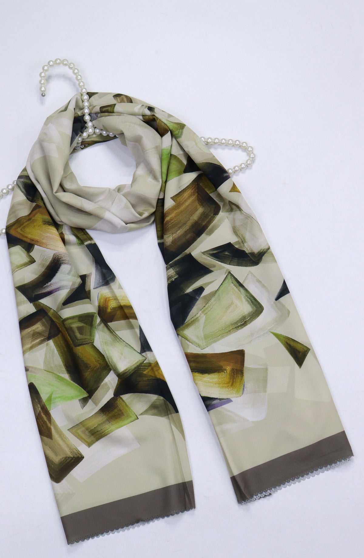 Amna Khadija Premium Satan Silk Stole - D-3 - AM2510156650 - Green - Winter Collection