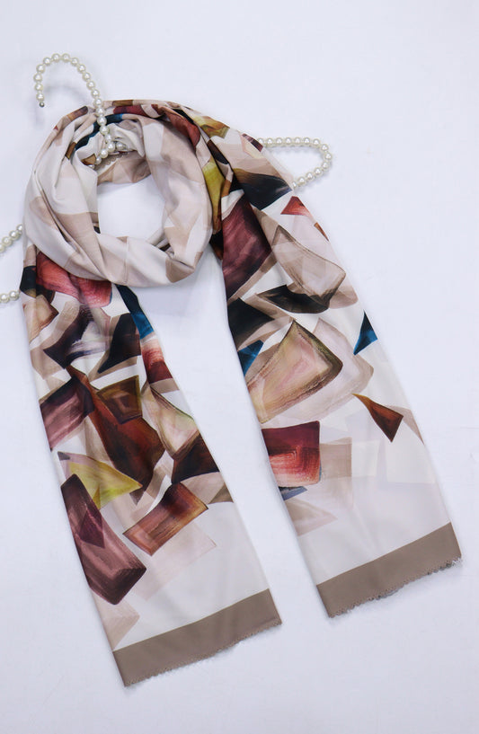 Amna Khadija Premium Satan Silk Stole - D-2 - AM2510156650 - Maroon - Winter Collection