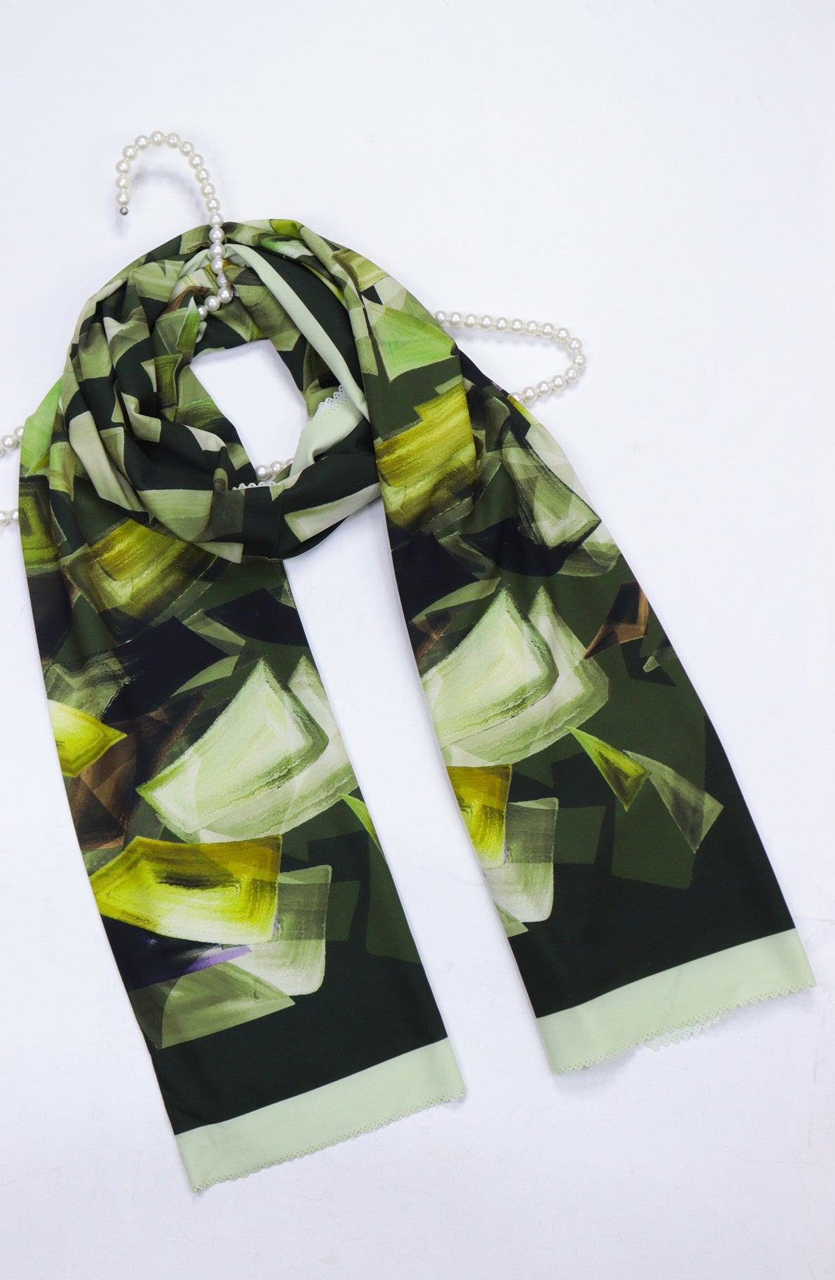 Amna Khadija Premium Satan Silk Stole - D-1 - AM2510156650 - Green - Winter Collection