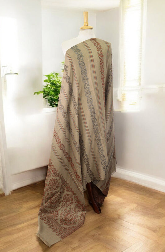 Amna Khadija Premium Wool Shawl - D-09 - 1224180-2 - AM25SHWL - Light Olive - Winter Collection