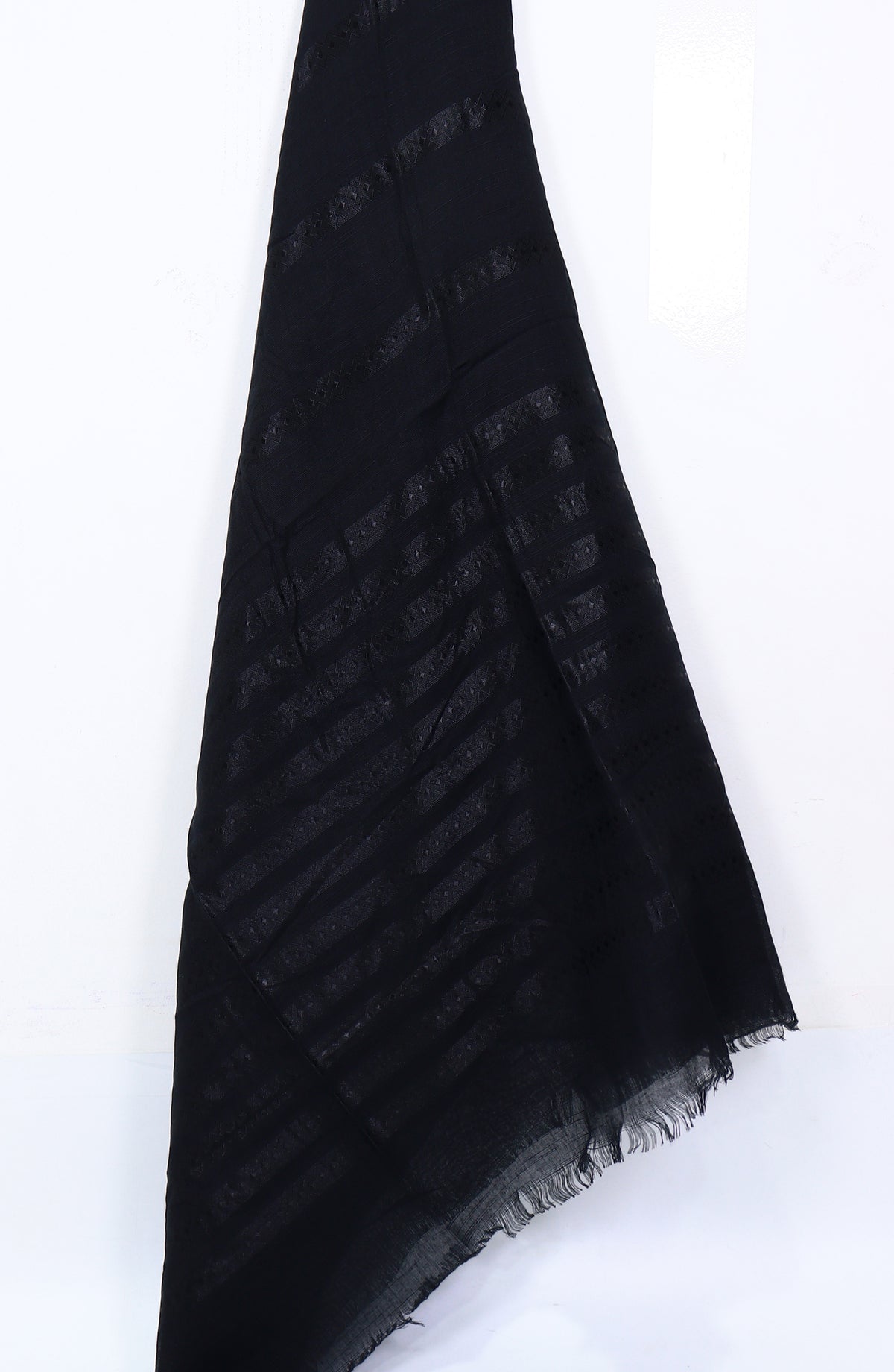 Amna Khadija Premium Printed Twill Jacquard Stole - Design-30 - AM25OLT - Black - Summer Collection