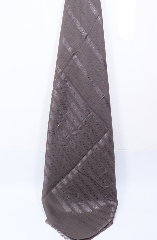 Amna Khadija Premium Printed Twill Jacquard Stole - Design-27 - AM25OLT - Grey - Summer Collection