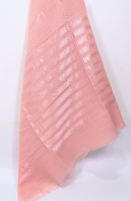 Amna Khadija Premium Printed Twill Jacquard Stole - Design-25 - AM25OLT - Pink - Summer Collection
