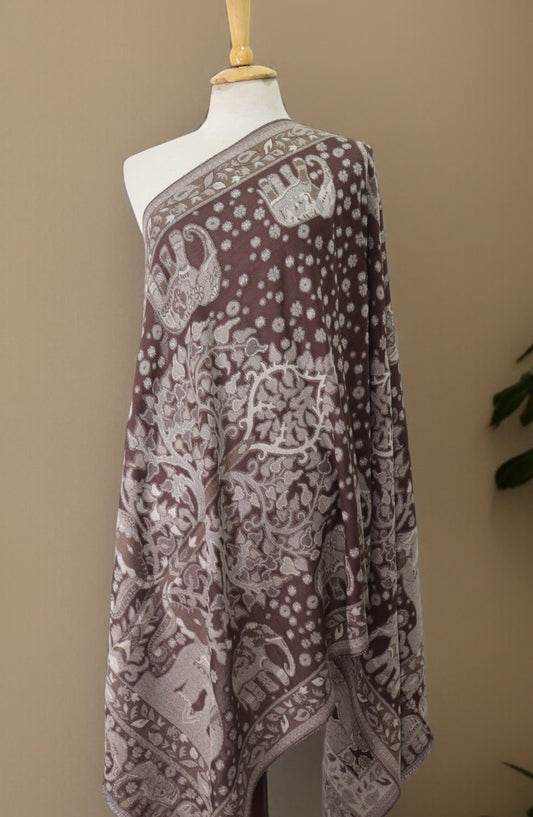 Amna Khadija Premium Wool Shawl - D-03 - AM25SHWL - Brown - Winter Collection