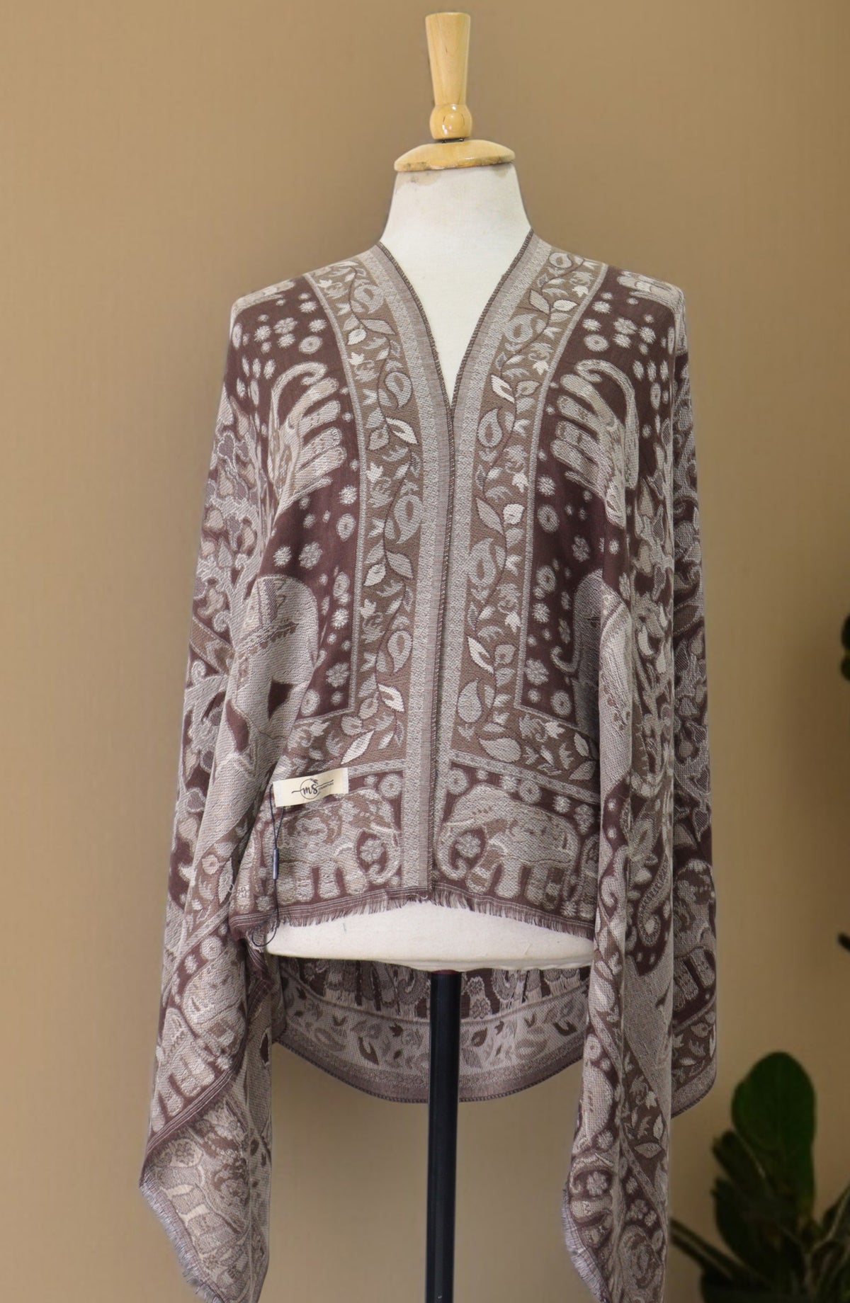 Amna Khadija Premium Wool Shawl - D-03 - AM25SHWL - Brown - Winter Collection