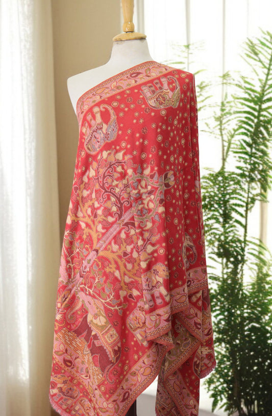 Amna Khadija Premium Wool Shawl - D-04 - AM25SHWL - Red - Winter Collection