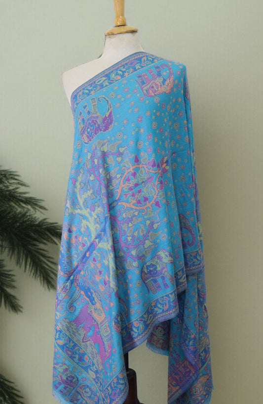 Amna Khadija Premium Wool Shawl - D-05 - AM25SHWL - Blue - Winter Collection