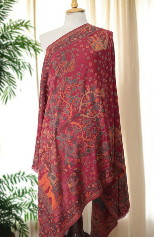 Amna Khadija Premium Wool Shawl - D-07 - AM25SHWL - Red - Winter Collection