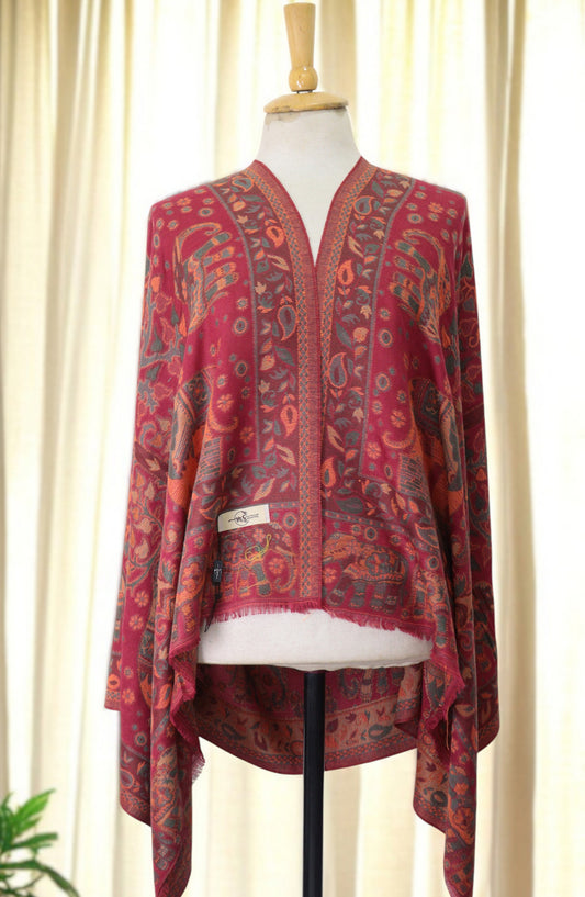 Amna Khadija Premium Wool Shawl - D-07 - AM25SHWL - Red - Winter Collection
