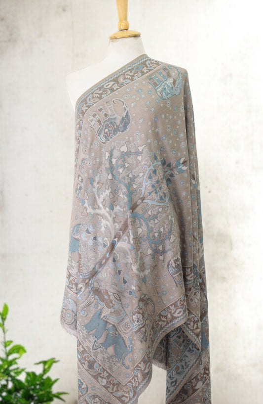 Amna Khadija Premium Wool Shawl - D-08 - AM25SHWL - Beige - Winter Collection