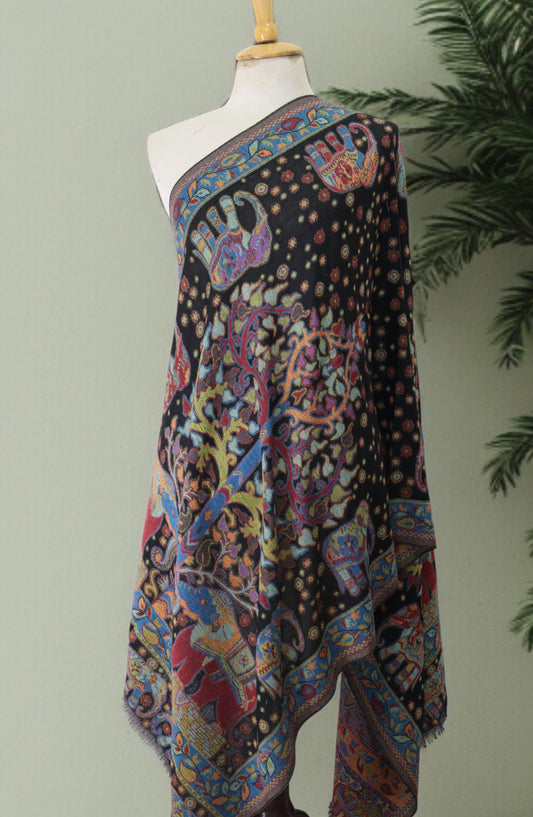 Amna Khadija Premium Wool Shawl - D-11 - AM25SHWL - Black - Winter Collection