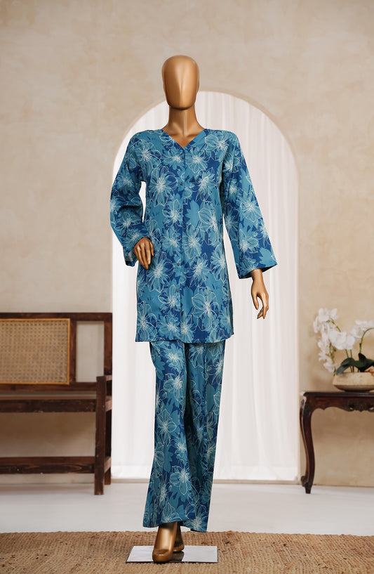 Hum Johli by Amna Khadija Printed Lawn Stitched 2 Piece Suit - AKHJ-06 - AM25AKHJ - Light Blue - Summer Collection