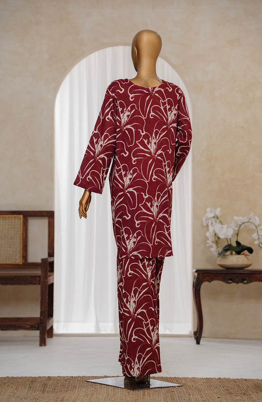 Hum Johli by Amna Khadija Printed Fine Cotton Stitched 2 Piece Suit - AKHJ-07 - AM25AKHJ - Maroon - Summer Collection