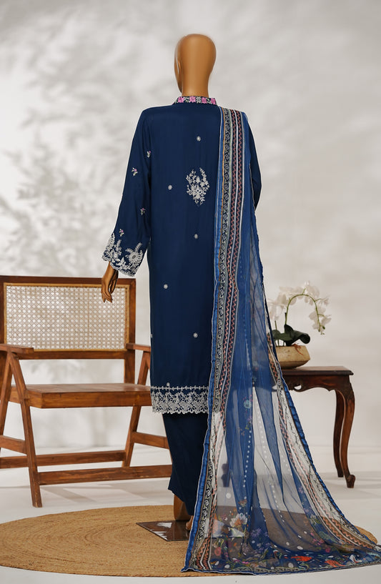 Manisa by Amna Khadija Embroidered Raw Silk Stitched 3 Piece Suit - Design-03 - AM25MANS - Blue - Festive Collection