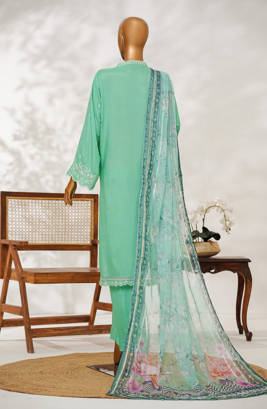 Manisa by Amna Khadija Embroidered Raw Silk Stitched 3 Piece Suit - Design-01 - AM25MANS - Green - Festive Collection