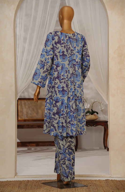 Amna Khadija Heartpop Digital Printed Lawn RTW 2 Piece Femme Flare Suit - HPFF05 - AM25PRFR - Light Blue - Summer Collection