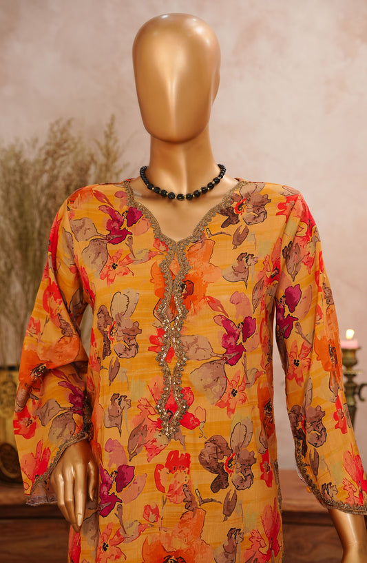 Sangeet by Amna Khajida Embroidered Lawn Pret 2 Piece Suit - AM25FRS - SFSC-02 - Mustard - Festive Collection