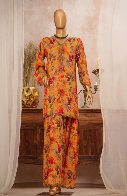 Sangeet by Amna Khajida Embroidered Lawn Pret 2 Piece Suit - AM25FRS - SFSC-02 - Mustard - Festive Collection