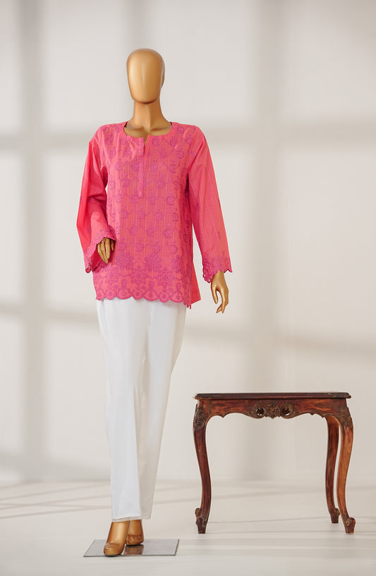 Amna Khadija Urban Fusion Embroidered Cambric Stitched Western Top - UFWT-01 - AKA25UFU - Pink - Casual Collection