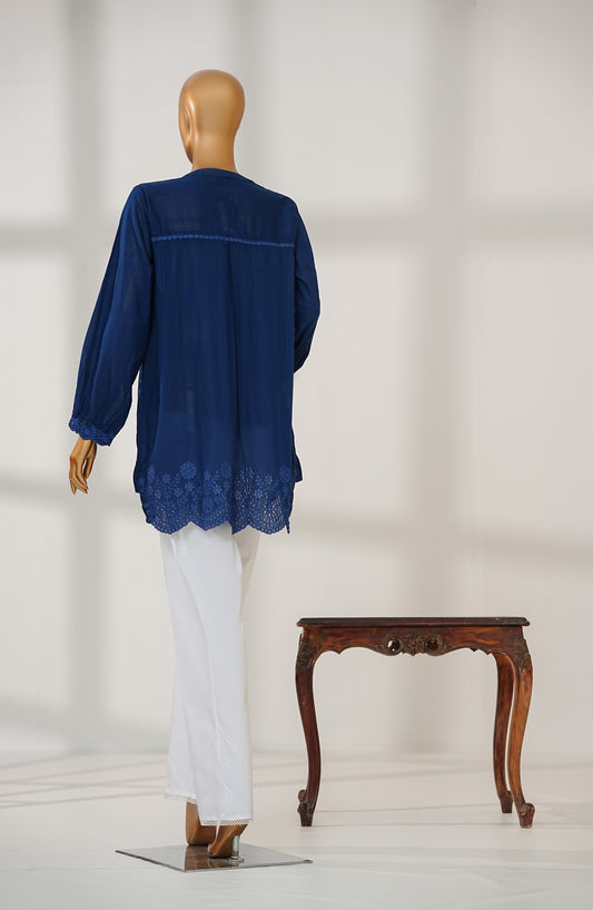 Amna Khadija Urban Fusion Embroidered Cambric Stitched Western Top - UFWT-02 - AKA25UFU - Blue - Casual Collection