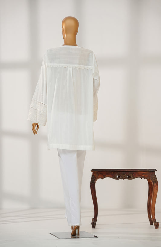 Amna Khadija Urban Fusion Embroidered Cambric Stitched Western Top - UFWT-03 - AKA25UFU - White - Casual Collection