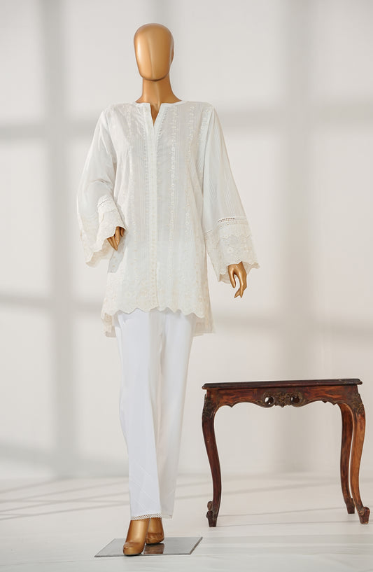 Amna Khadija Urban Fusion Embroidered Cambric Stitched Western Top - UFWT-03 - AKA25UFU - White - Casual Collection