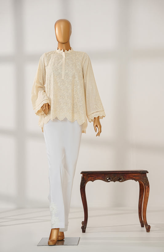 Amna Khadija Urban Fusion Embroidered Cambric Stitched Western Top - UFWT-04 - AKA25UFU - Yellow - Casual Collection