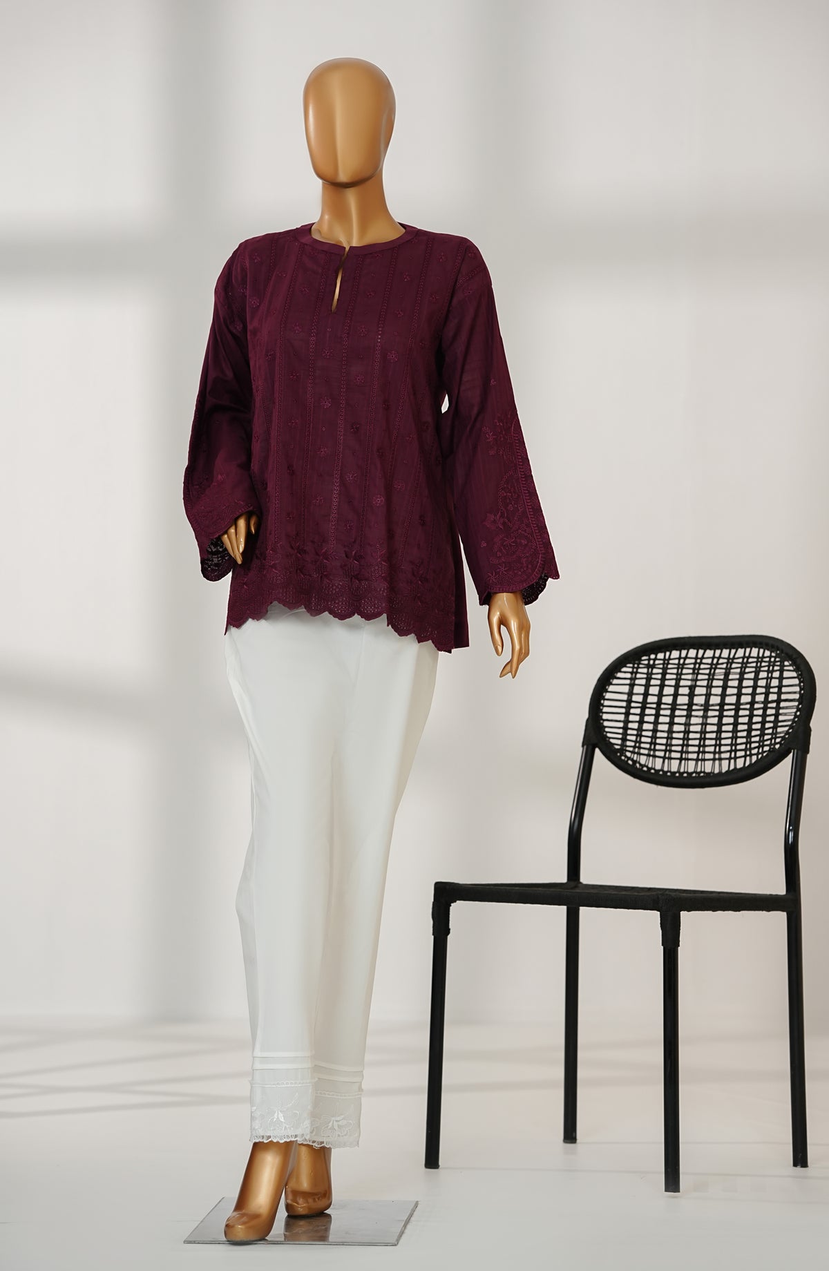 Amna Khadija Urban Fusion Embroidered Cambric Stitched Western Top - UFWT-08 - AKA25UFU - Purple - Casual Collection