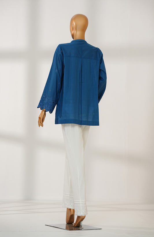 Amna Khadija Urban Fusion Embroidered Cambric Stitched Western Top - UFWT-10 - AKA25UFU - Blue - Casual Collection