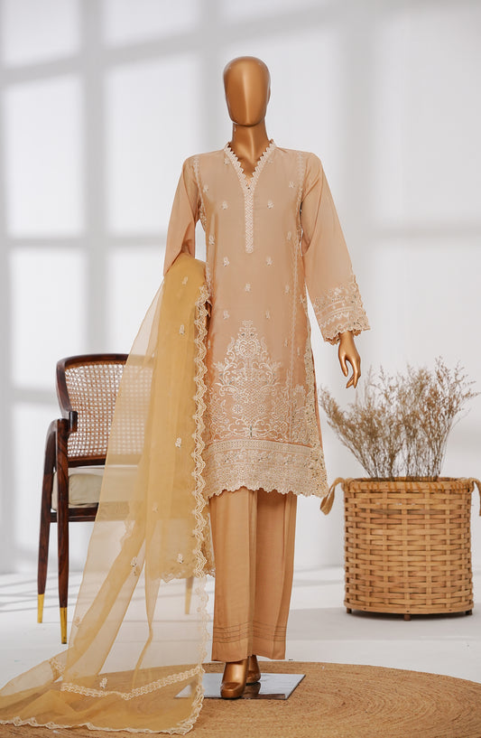 Amna Khadija Veranda Fancy Formals Embroidered Silk Stitched 3 Piece Suit - VFF-04 - AM25VFF1 - Peach - Festive Collection