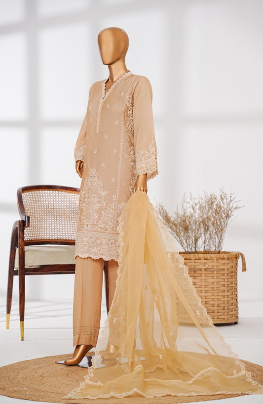 Amna Khadija Veranda Fancy Formals Embroidered Silk Stitched 3 Piece Suit - VFF-04 - AM25VFF1 - Peach - Festive Collection