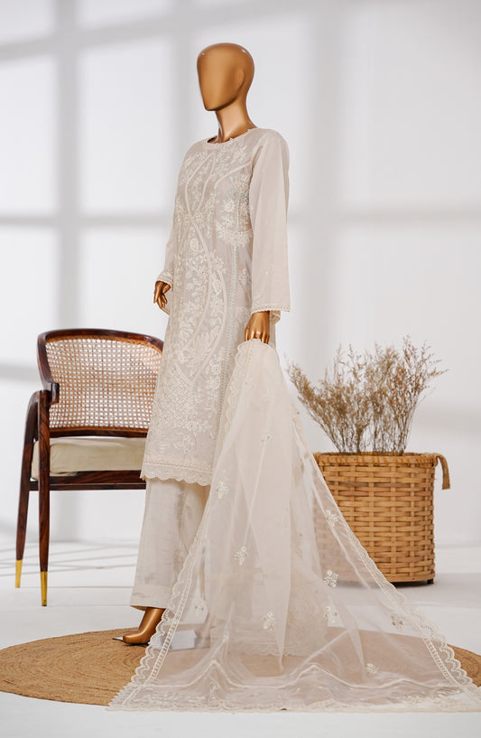 Amna Khadija Veranda Fancy Formals Embroidered Silk Stitched 3 Piece Suit - VFF-03 - AM25VFF1 - Off White - Festive Collection